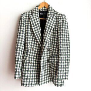 Zara Check Plaid Double Breasted Classic Blazer S